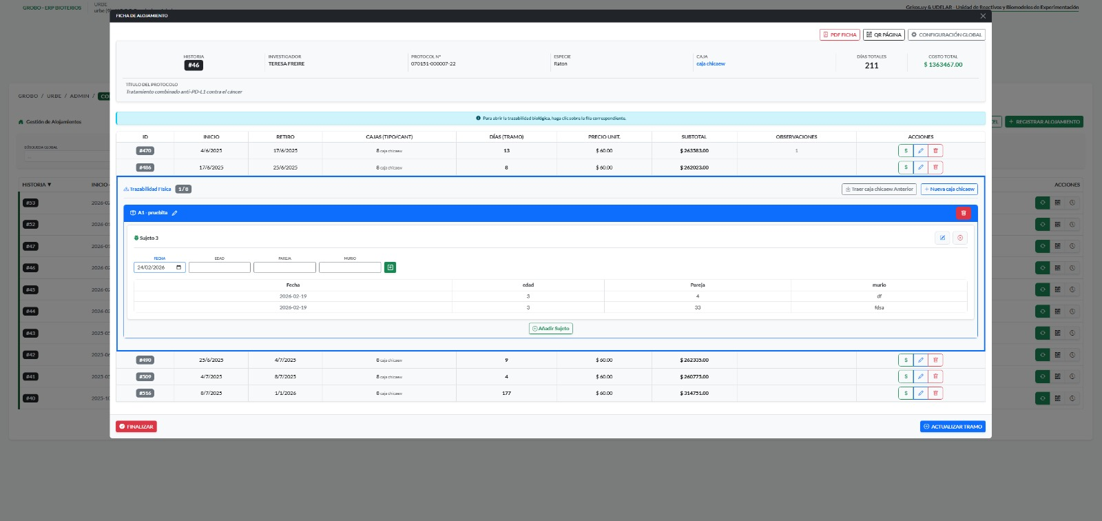 Web App API Driven y gestión de datos biológicos para GROBO
