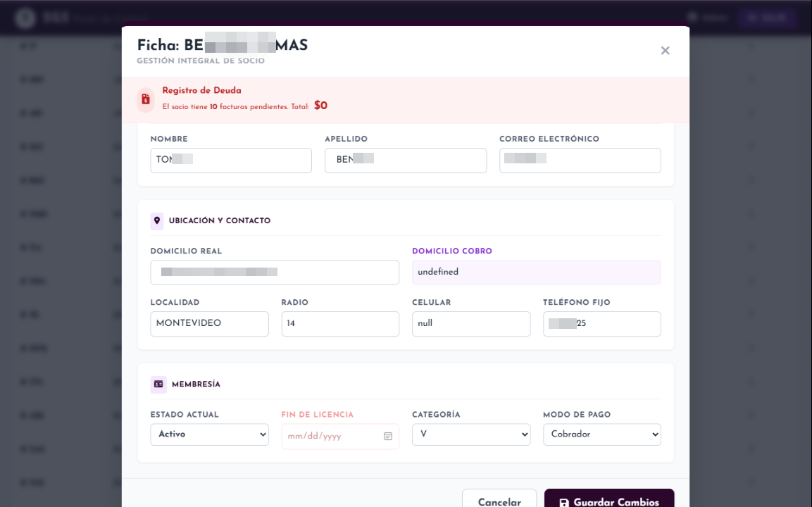 Solución tecnológica y Web App de gestión de socios para SGS